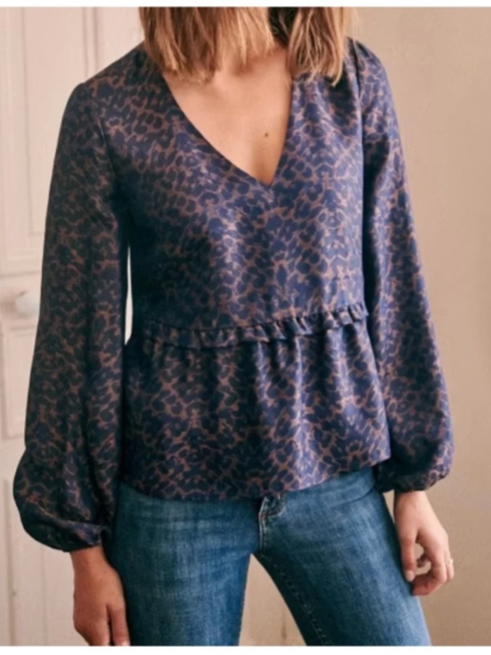 Sezane Bianca Leopard Print Blouse